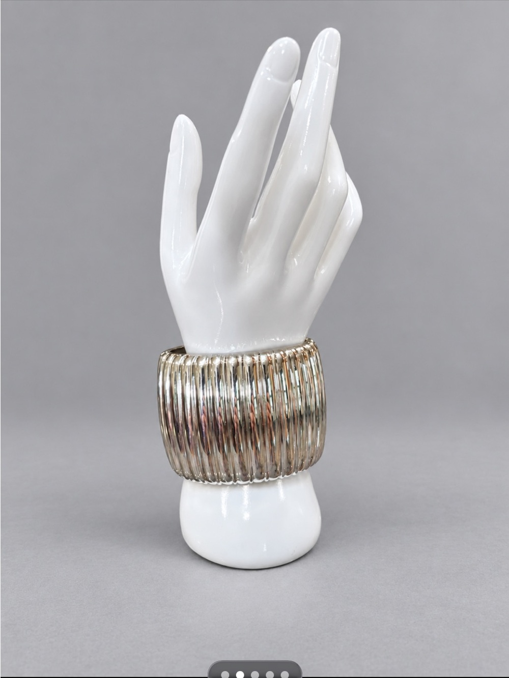 Silver Ribbed Bangle Bracelet - Women Costume Jewelry